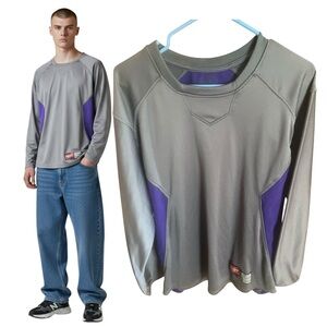 Rawlings Dugout Fleece Pullover Grey Purple Y2K Training Sweatshirt Medium